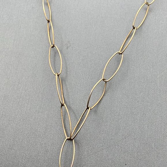 VTG 14K Gold Filled Natural Coral Y Drop Necklace 16" Paperclip Chain w/ Crystal - Picture 12 of 16